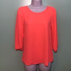 Moa Moa Coral Blouse with Huge Bow Cuff Sleeves